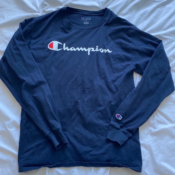 champion navy blue and white medium long sleeve 💙🤍 - Picture 1 of 4